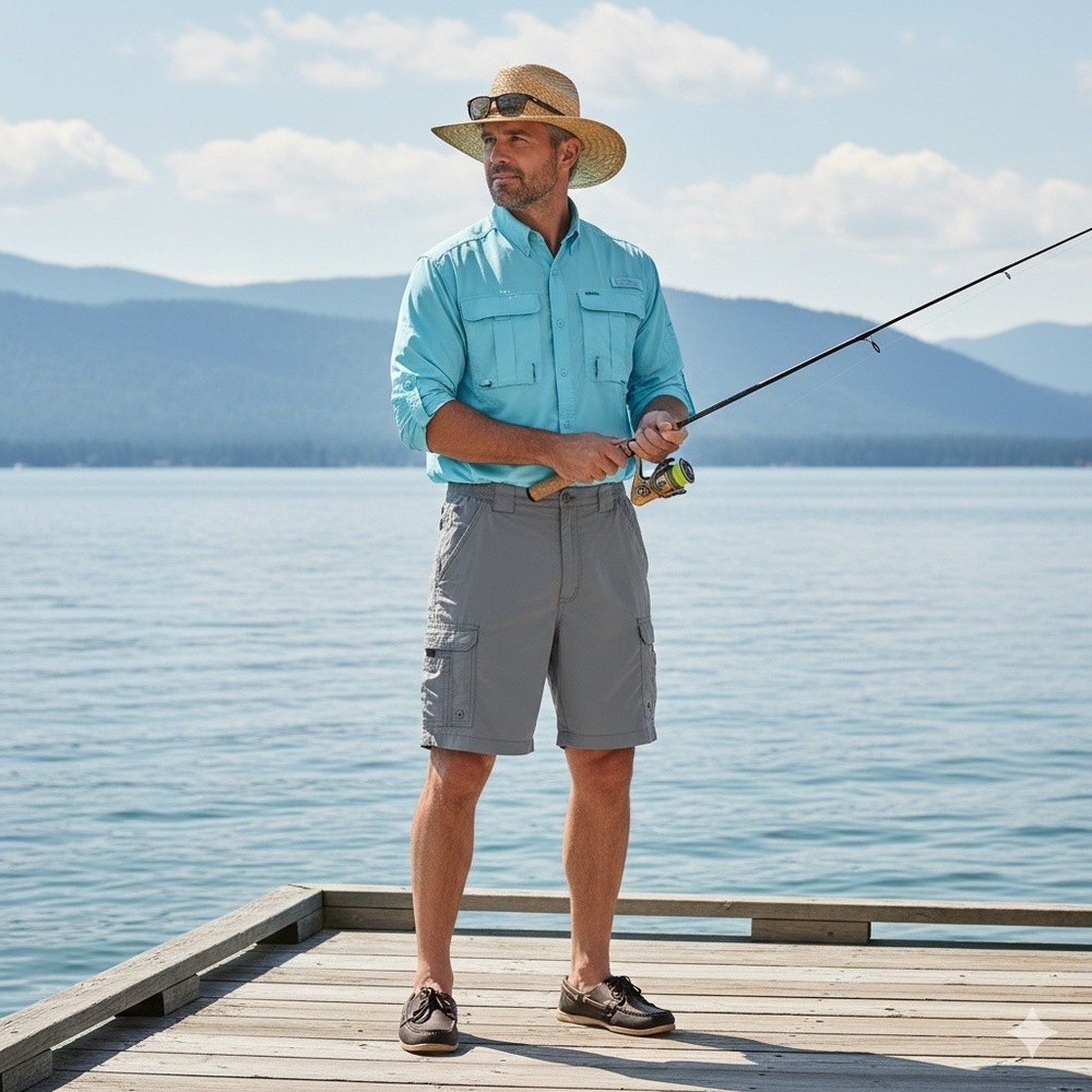 Bimini Bay Outfitters Mens‎ Gray Nylon Cargo Fishing Shorts Size 38 Quick Dry